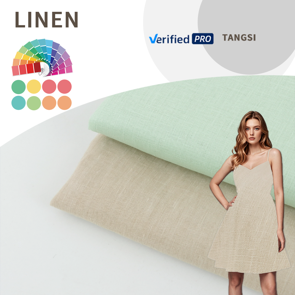 100% linen Pure yarn fabric Plain Linen cloth fabric linen Dress Design fabrics for clothing