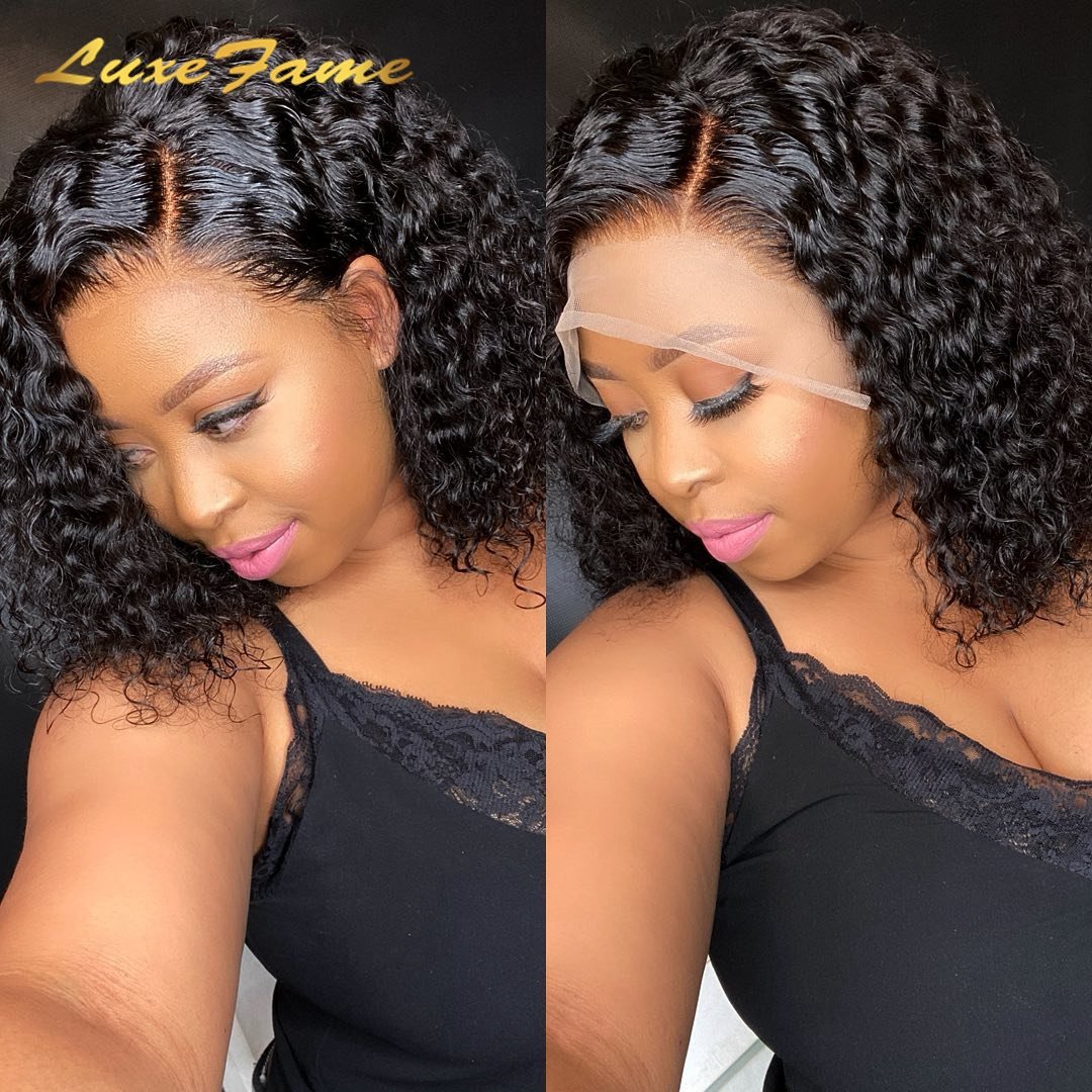 Cheap Short Bob Frontal Wigs,100% Human Hair Kinky Curly Wave Wigs,Wholesale 13x4 Glueless HD Lace Frontal Wigs For Black Women