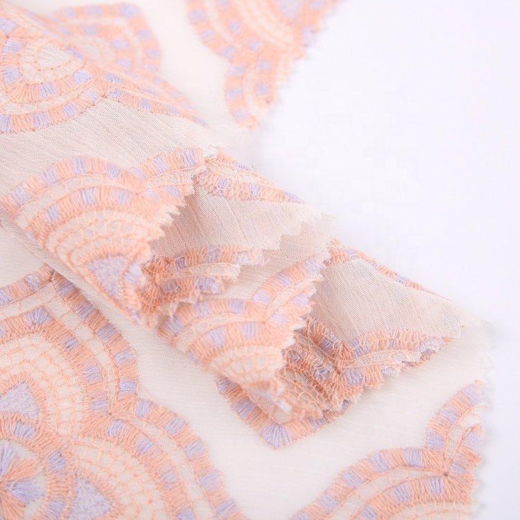 HA-17202B Over Mutil Color Woven Embroidery Chiffon Georgette Fabric All 100% Polyester Fashion Lightweight Embroidered *