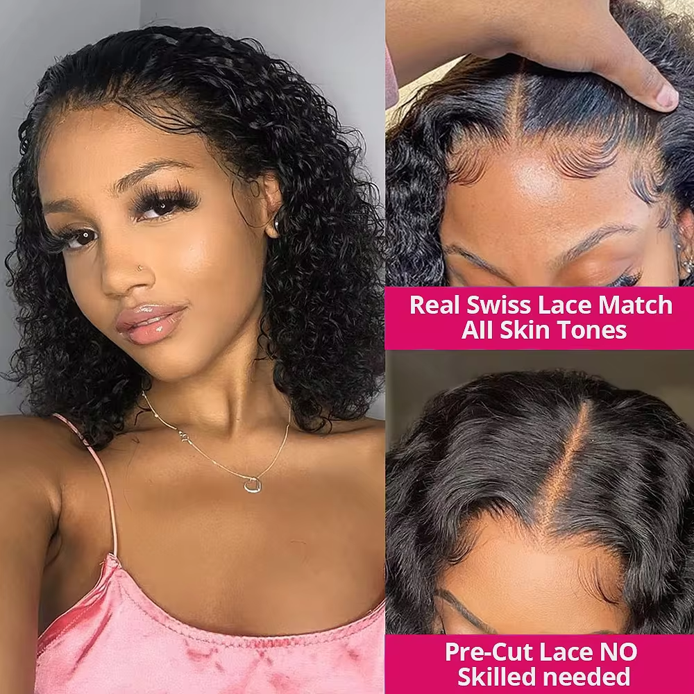 Raw Deep Curly Wigs Human Hair,Short Closure Wig Human Hair Peruvian Bob Lace Front Wig,Human Hair Wig Short Wig For Black Women
