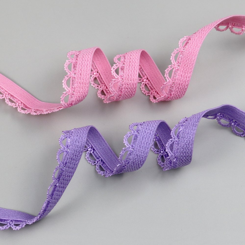 Manufacturers supply shiny lingerie stretch lace ear design elastic webbing lace knitted elastic band for underwear