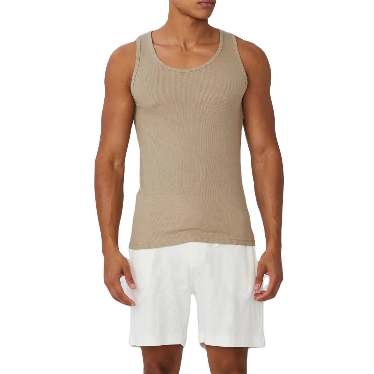 Custom Ribbed Tank Top Man Sleeveless O-neck Vest Basic Casual Summer Sportswear Workout Gym Men Ribbed Tank Top
