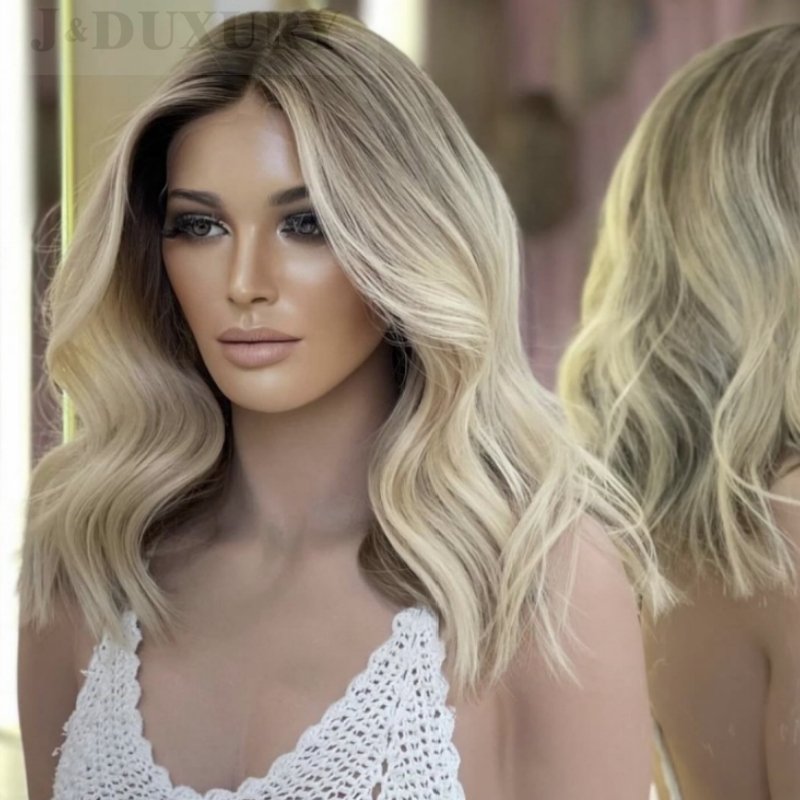 20inch Premium Ashy Blonde top quality 100% russian Human Hair Luxe Lace Top jewish Wig With Realistic Scalp HD Lace Front Wig