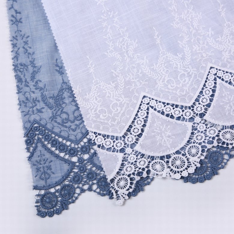 HA-8460G Newest Design Apparel Ribbon Voile Fabric Lace Cotton with Border Embroidery Embroidery Yarn Decorated Embroidered