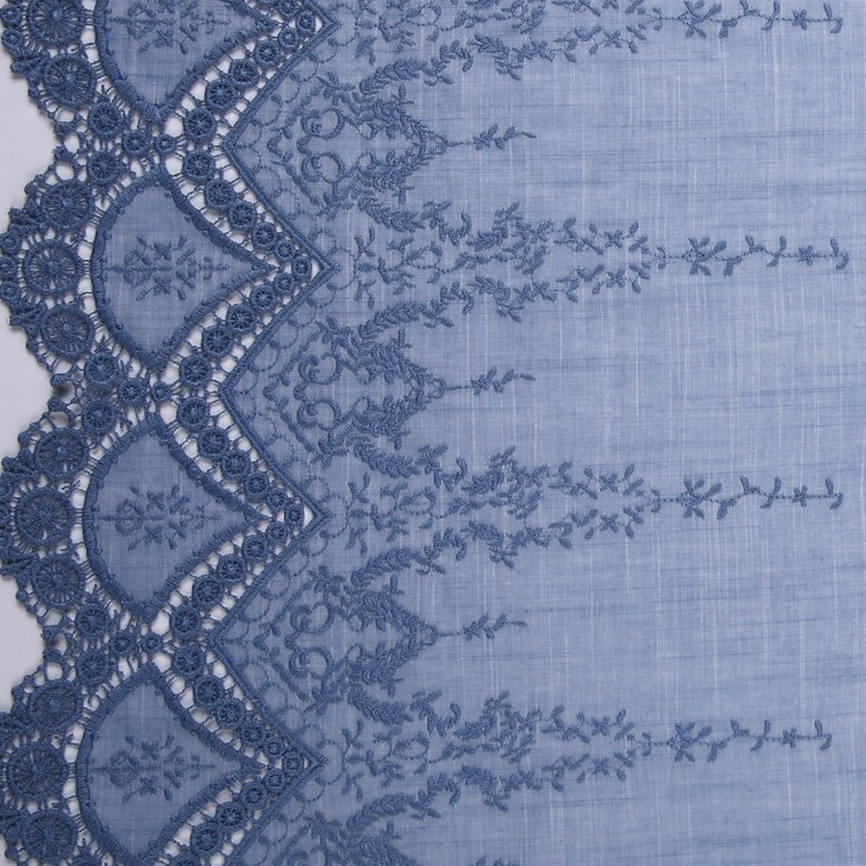 HA-8460G Newest Design Apparel Ribbon Voile Fabric Lace Cotton with Border Embroidery Embroidery Yarn Decorated Embroidered