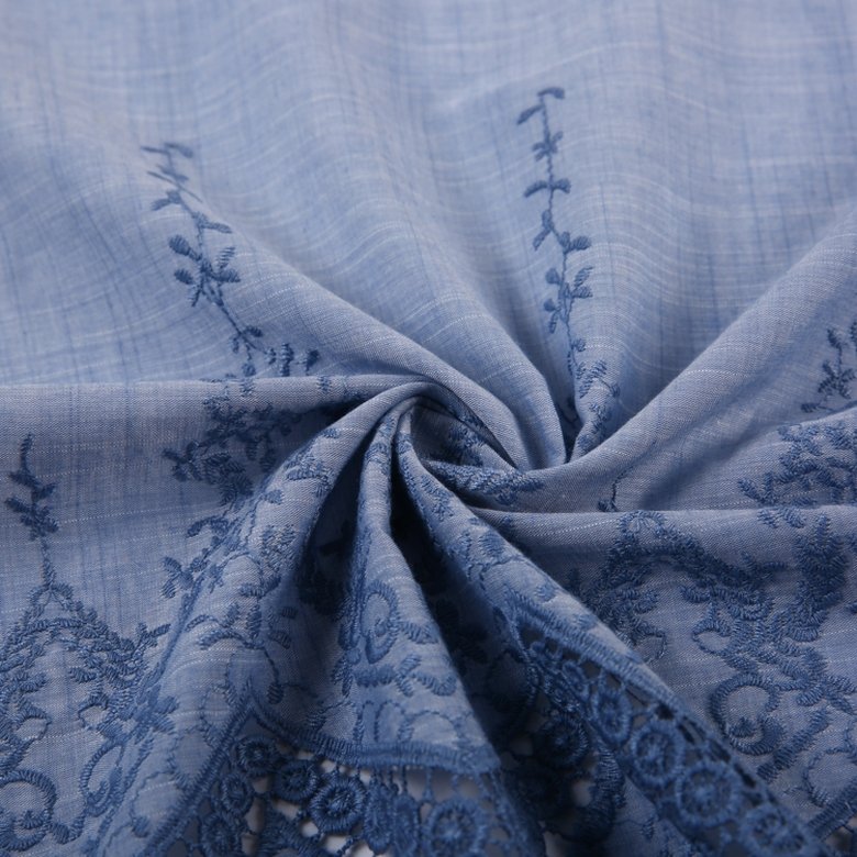 HA-8460G Newest Design Apparel Ribbon Voile Fabric Lace Cotton with Border Embroidery Embroidery Yarn Decorated Embroidered