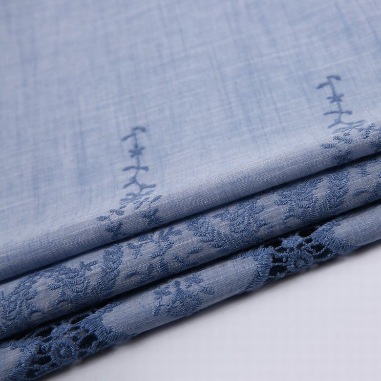 HA-8460G Newest Design Apparel Ribbon Voile Fabric Lace Cotton with Border Embroidery Embroidery Yarn Decorated Embroidered