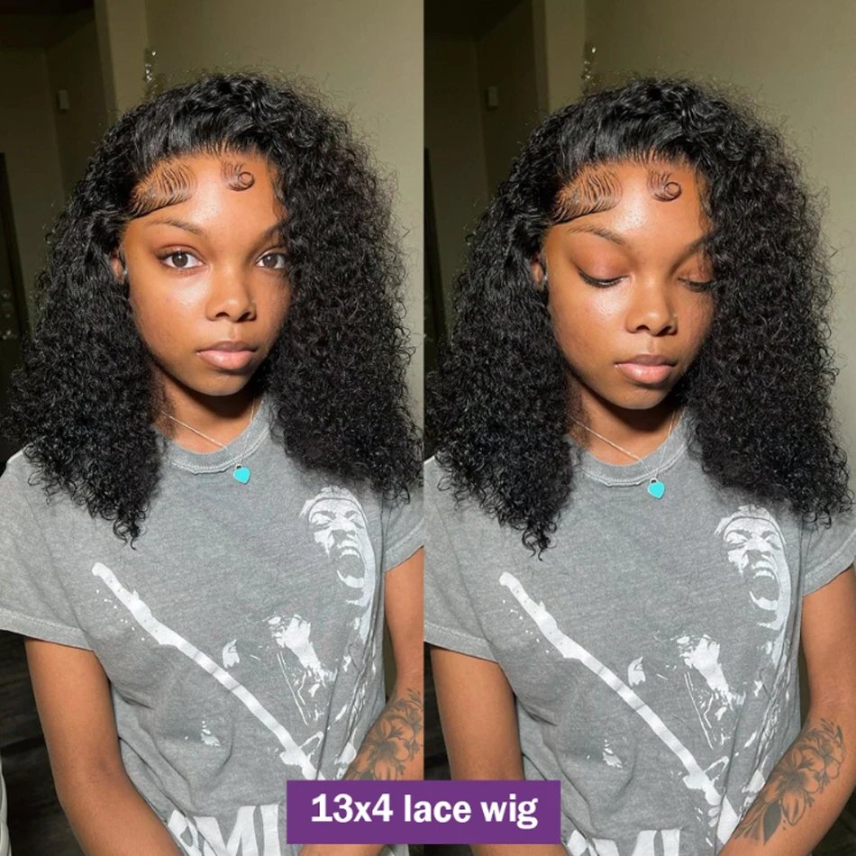 Glueless Mongolian Kinky Curly 13X4 Lace Front Wigs For Women Preplucked With Baby Hair Curly Human Hair Wigs Deep Curls Wig