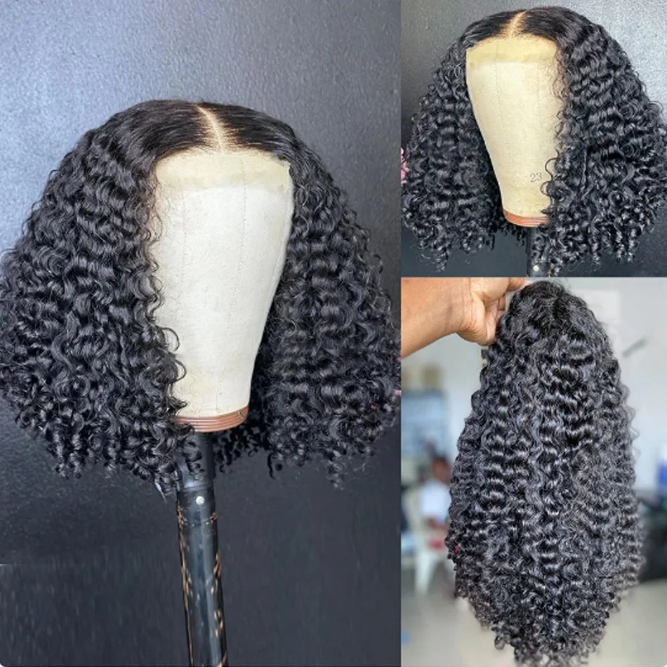 Glueless Mongolian Kinky Curly 13X4 Lace Front Wigs For Women Preplucked With Baby Hair Curly Human Hair Wigs Deep Curls Wig