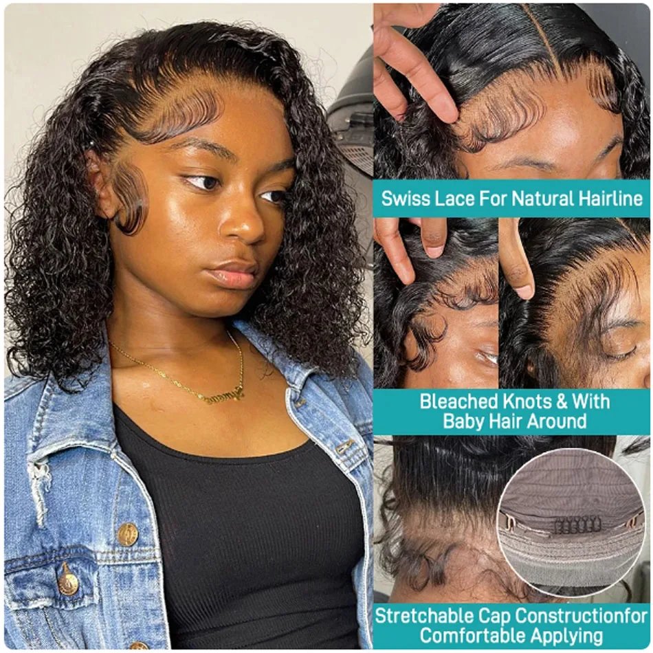 Glueless Mongolian Kinky Curly 13X4 Lace Front Wigs For Women Preplucked With Baby Hair Curly Human Hair Wigs Deep Curls Wig