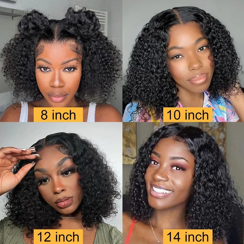 Glueless Mongolian Kinky Curly 13X4 Lace Front Wigs For Women Preplucked With Baby Hair Curly Human Hair Wigs Deep Curls Wig