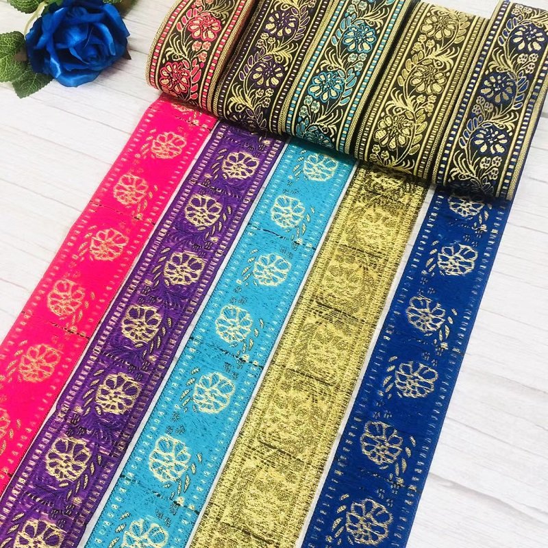 Ethnic Style Lace Jacquard Webbing Woven Tape For Garment Accessories Width 5cm ST-906