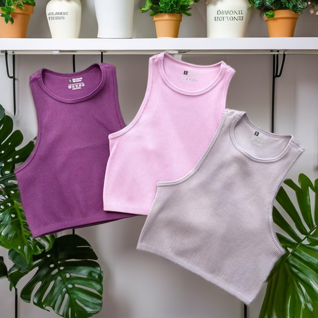 2024 Women's Casual Sports Yoga Crop Top Slim Fit Ribbed Knit Tank with Stretch Sleeveless Vest Custom Logo Solid Color