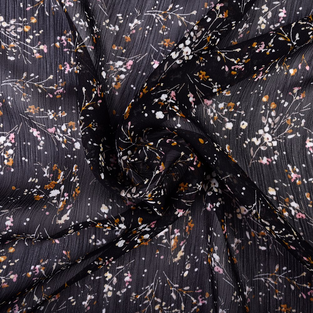 Wholesale Custom Black Floral Liberty London 100% Polyester Woven Printing Fabrics For Women Clothing