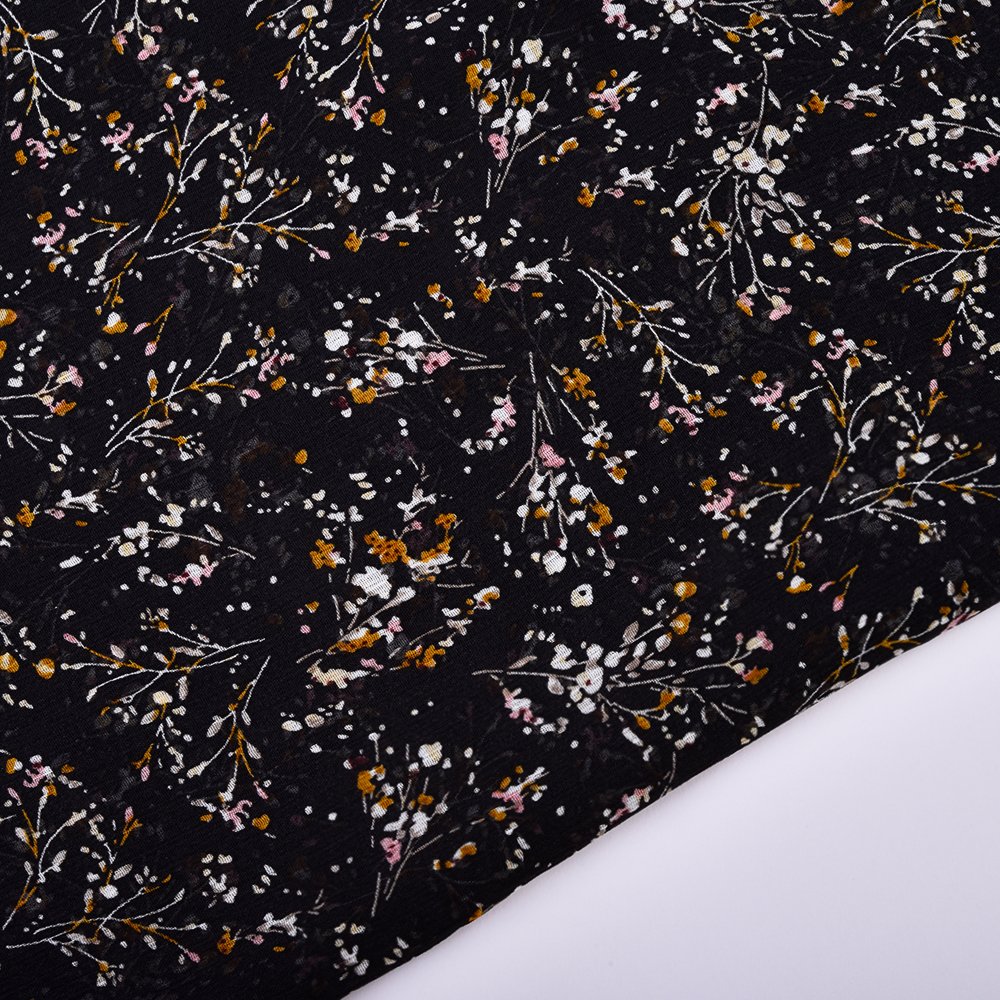 Wholesale Custom Black Floral Liberty London 100% Polyester Woven Printing Fabrics For Women Clothing
