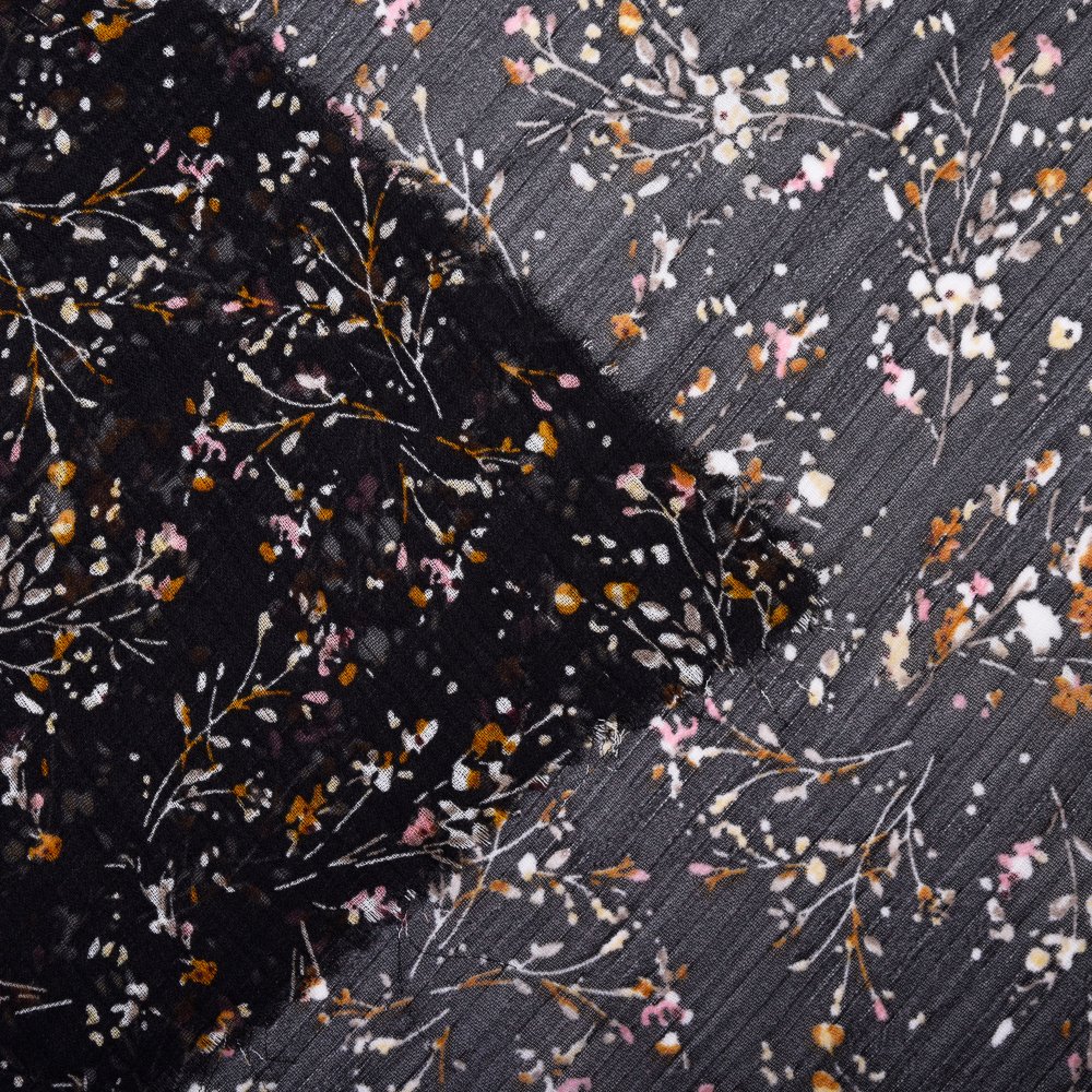 Wholesale Custom Black Floral Liberty London 100% Polyester Woven Printing Fabrics For Women Clothing
