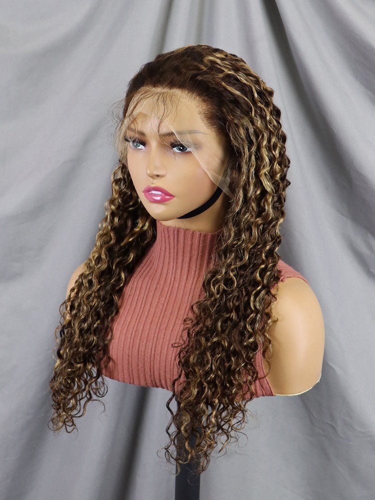 Wholesale Colored Wigs Human Hair Lace Front #4/27 Highlight Deep Curly Wig Full 13x4 Lace Frontal Brazilian 100 Human Raw Wigs