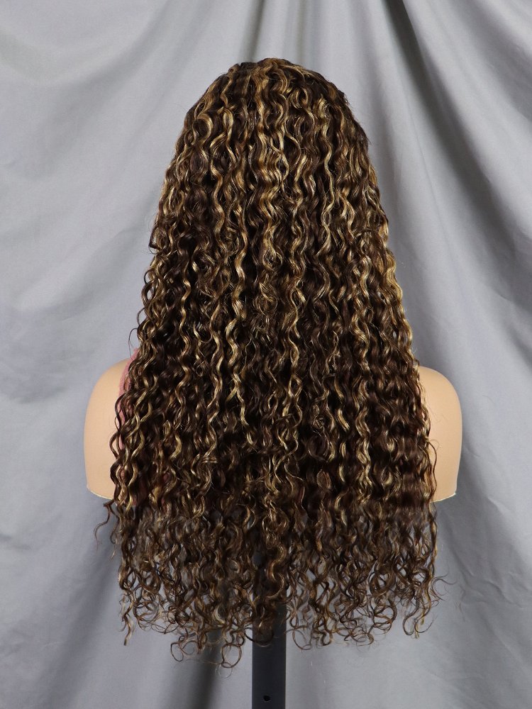 Wholesale Colored Wigs Human Hair Lace Front #4/27 Highlight Deep Curly Wig Full 13x4 Lace Frontal Brazilian 100 Human Raw Wigs