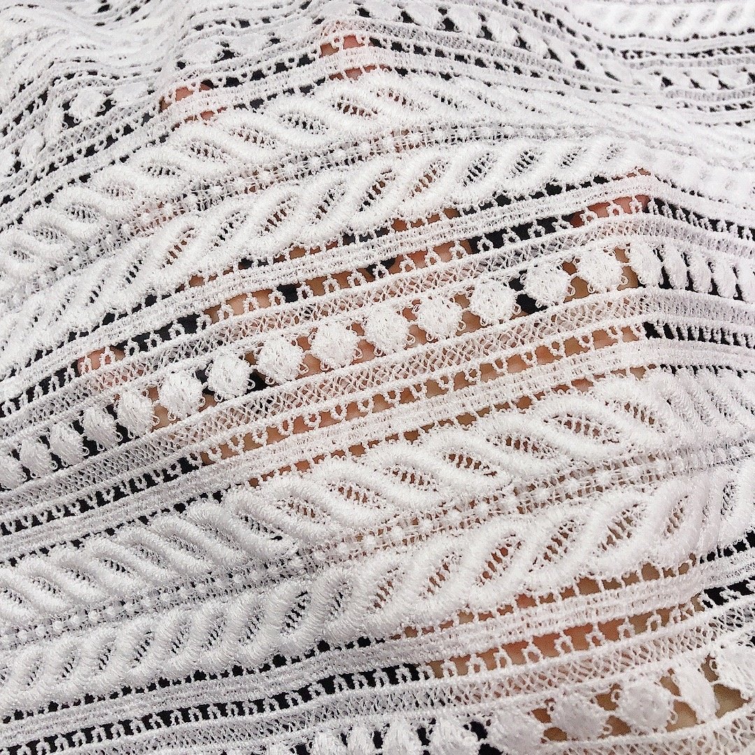 Flat garment home textile water soluble lace fabric white bulk LT21087