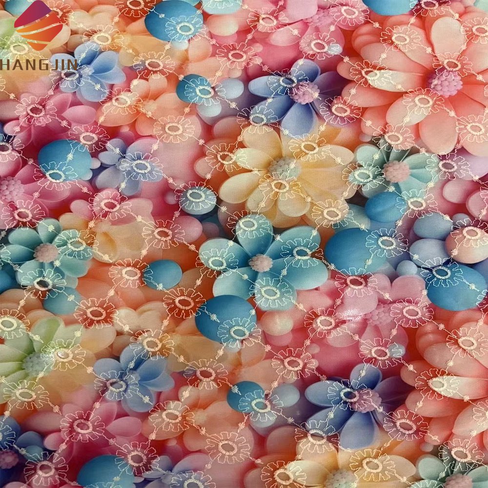 Floral Digital Print 100% Cotton Swiss Voile Lace African Polyester Tulle Linen Eyelet Embroidery Lace Fabric For Women Dresses