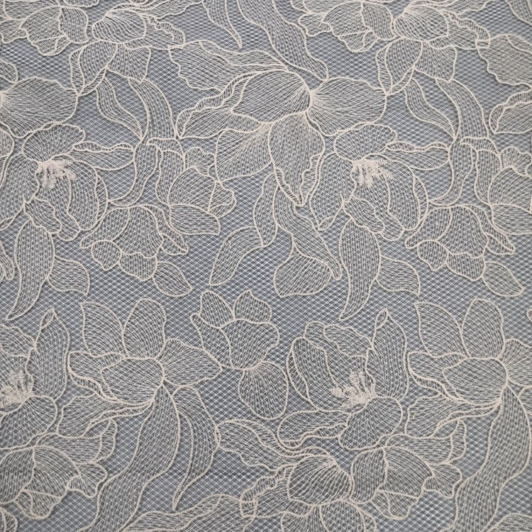 B-629 all over embroidered Polyester tulle lace flat embroidery fabric for Apparel
