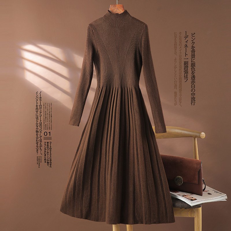 Wholesale women's clothing knitted long sleeved fashion bottomed sweater casual dress