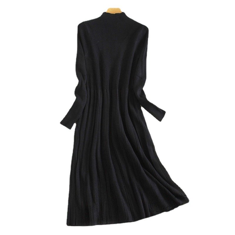 Wholesale women's clothing knitted long sleeved fashion bottomed sweater casual dress