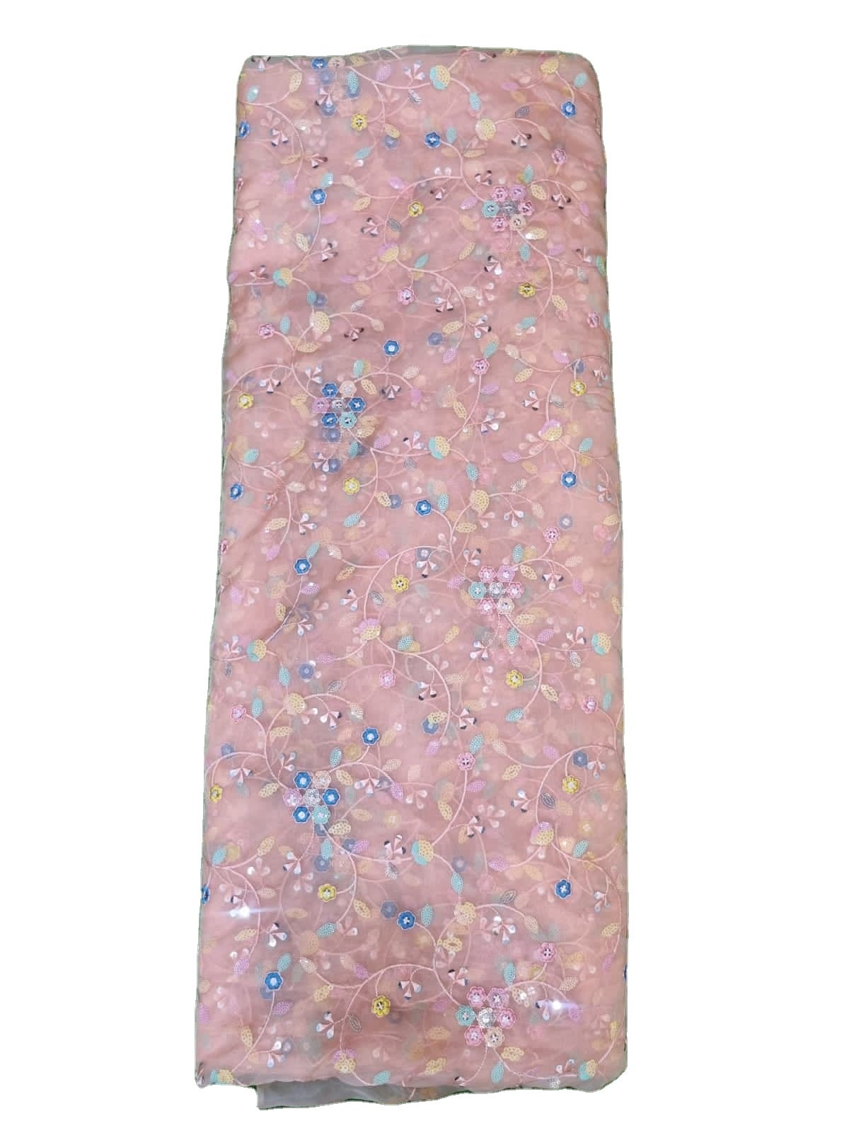 Indian Exporter Supplier's New Collection Organza Embroidery 4 Sequence Work Fabric Tulle Material for Wedding Garment Clothing