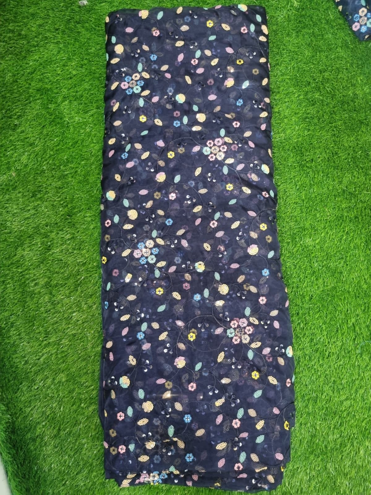 Indian Exporter Supplier's New Collection Organza Embroidery 4 Sequence Work Fabric Tulle Material for Wedding Garment Clothing