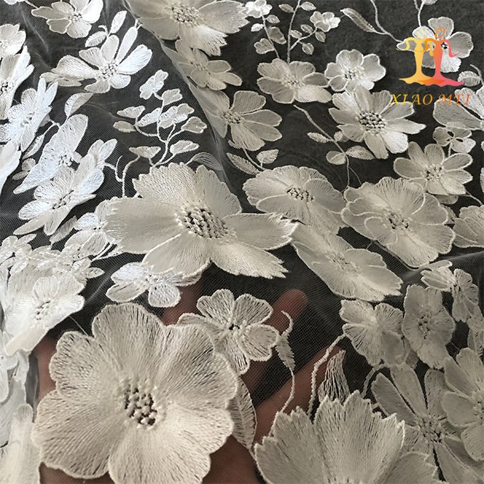 New style 100% polyester 3D fancy Wedding embroidery bridal tulle laces fabrics XM-BF0476