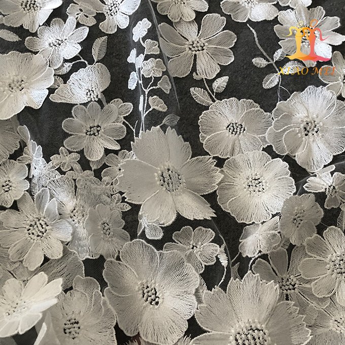 New style 100% polyester 3D fancy Wedding embroidery bridal tulle laces fabrics XM-BF0476