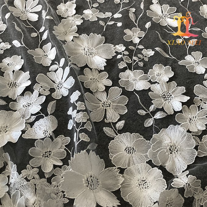 New style 100% polyester 3D fancy Wedding embroidery bridal tulle laces fabrics XM-BF0476