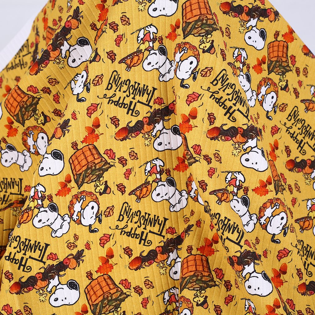 Wholesale custom cartoon pattern animal digital print 95% cotton 5% spandex cotton rib knit fabric
