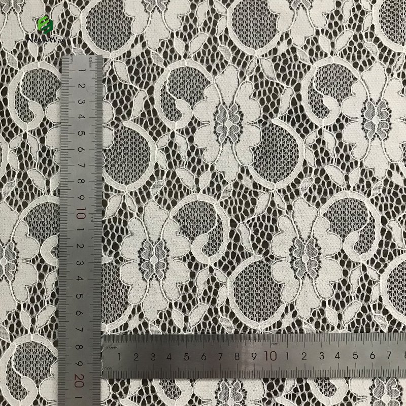 90%Nylon 10%Spandex Warp Knitted Power Mesh Jacquard Stretch Cord Lace Dress Fabric For Wedding