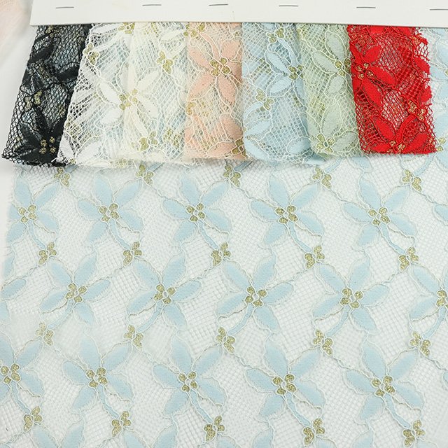 Hot Selling Green Voile Lace Fabric Cotton Glitter Gold Yarn Lace Fabric For Wedding Dress