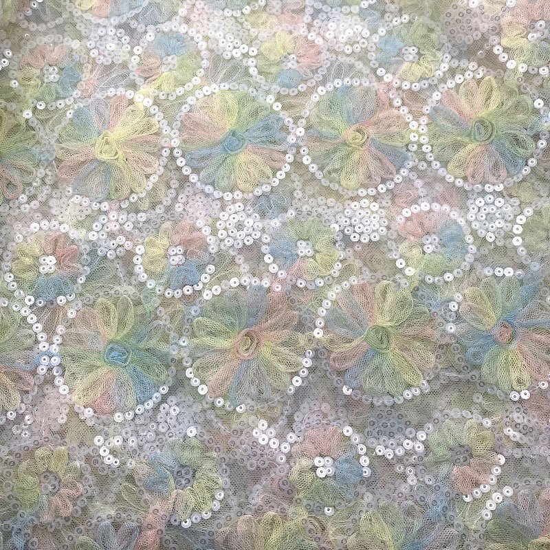 C-744 Colorful Printing circle Pan Tape Embroidery Trendy Design Embroidery Fabric tulle lace Embroidery Fabric