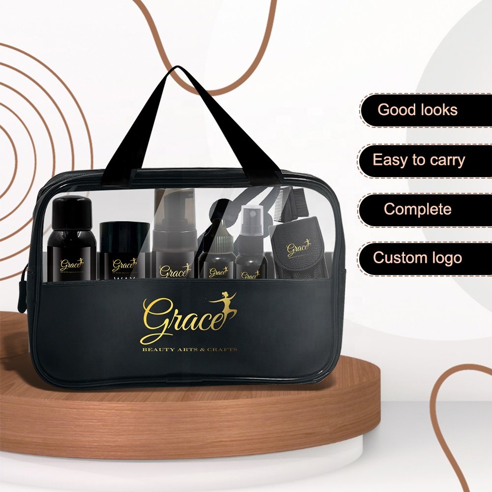 New Arrival Lace Glue Edge Control Wax Stick Curly Hair Mousse Melting Spray Black Gold Lace Wig Install Kit With Travel Bag