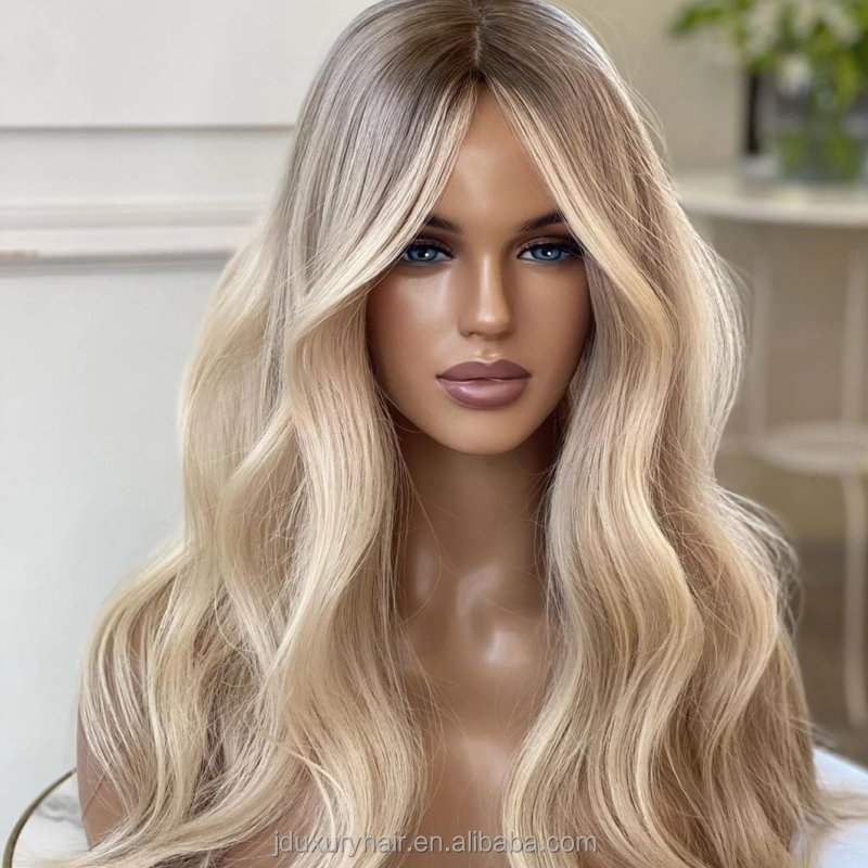 Platinum Blonde 4*4 5*5 Silk Top 613 Full Lace russian Hair Wig highlights 13x6 Transparent Lace front wigs for white woman