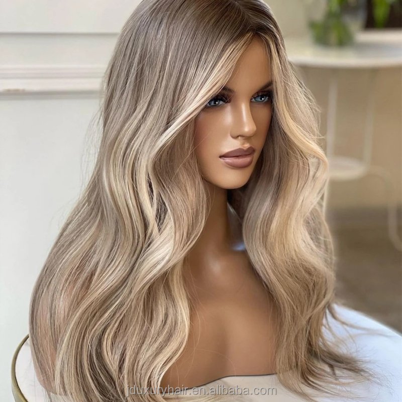 Platinum Blonde 4*4 5*5 Silk Top 613 Full Lace russian Hair Wig highlights 13x6 Transparent Lace front wigs for white woman