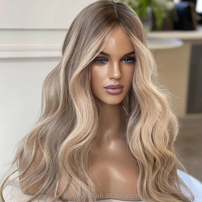 Platinum Blonde 4*4 5*5 Silk Top 613 Full Lace russian Hair Wig highlights 13x6 Transparent Lace front wigs for white woman