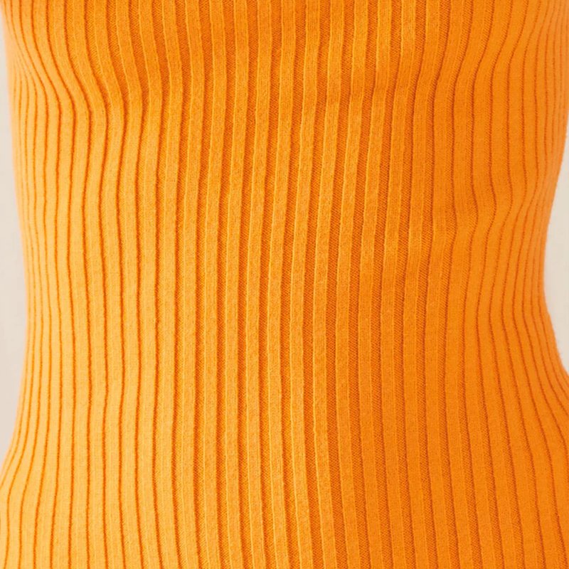 Factory Wholesales Knitwear Slim Fit Orange Cutout Ribbed Stretch Knit Maxi Dress