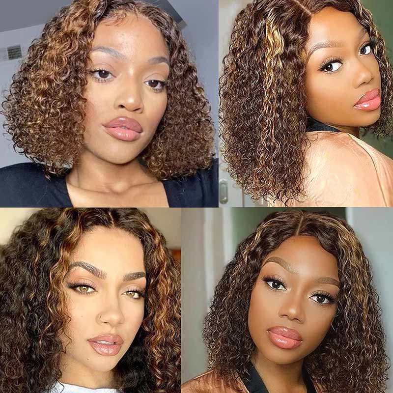 150% 180% Density Short Curly Bob Lace Front Wig Brazilian Human Hair Transparent Hd Full Lace Wig For Black Women