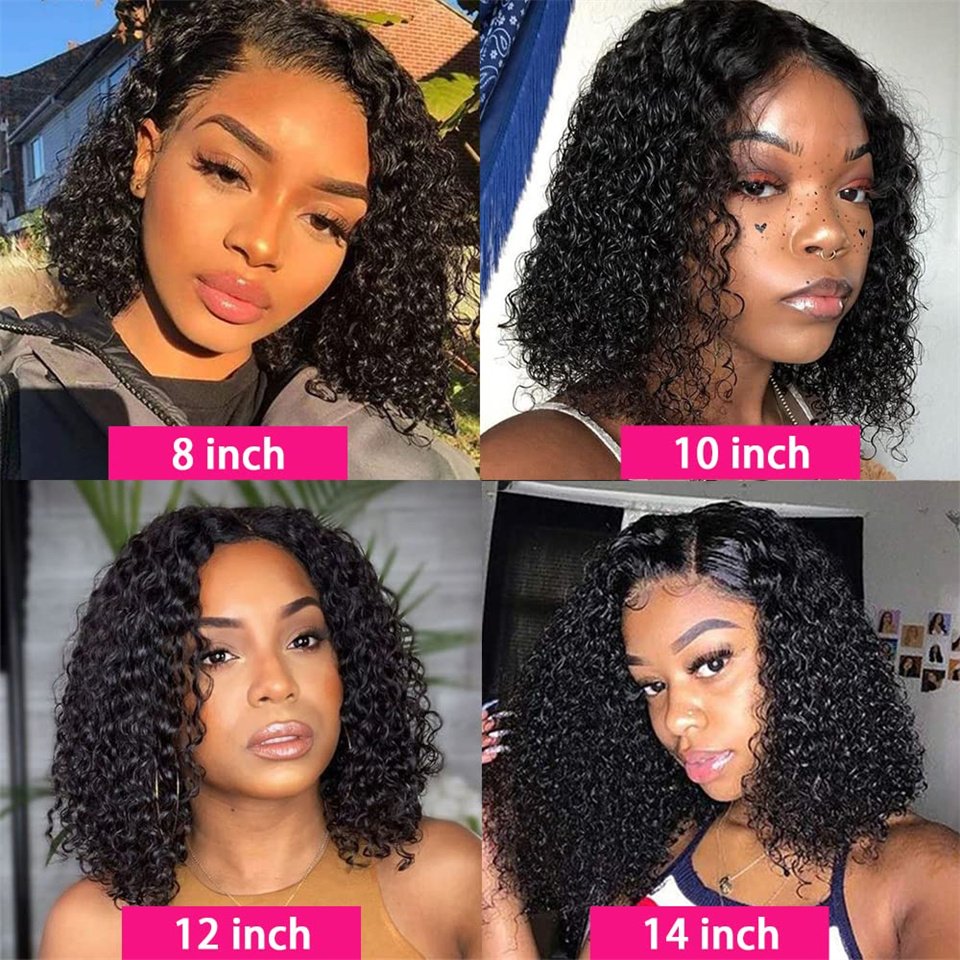 Wholesale lace frontal wig for black women natural color short bob wigs human hair lace front glueless raw deep wave bob wig