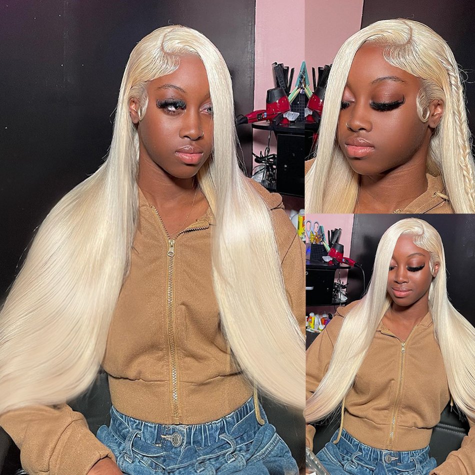 Remy Hair Transparent Swiss Lace Front Wigs Brazilian Human Hair Wigs 360 Full Lace Blonde 32 Inch Bone Straight Wig