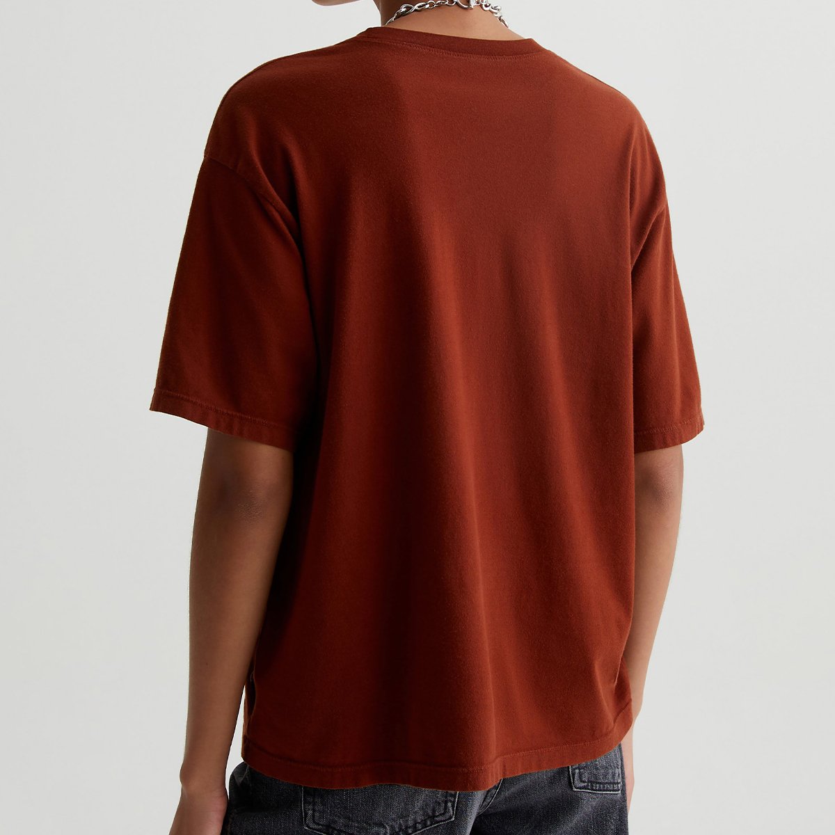 OEM/ODM Custom Warm Brown Women's Slouchy Fit Crewneck Tee - 100% Cotton Jersey, Soft and Durable, S & Z-Twist Yarns