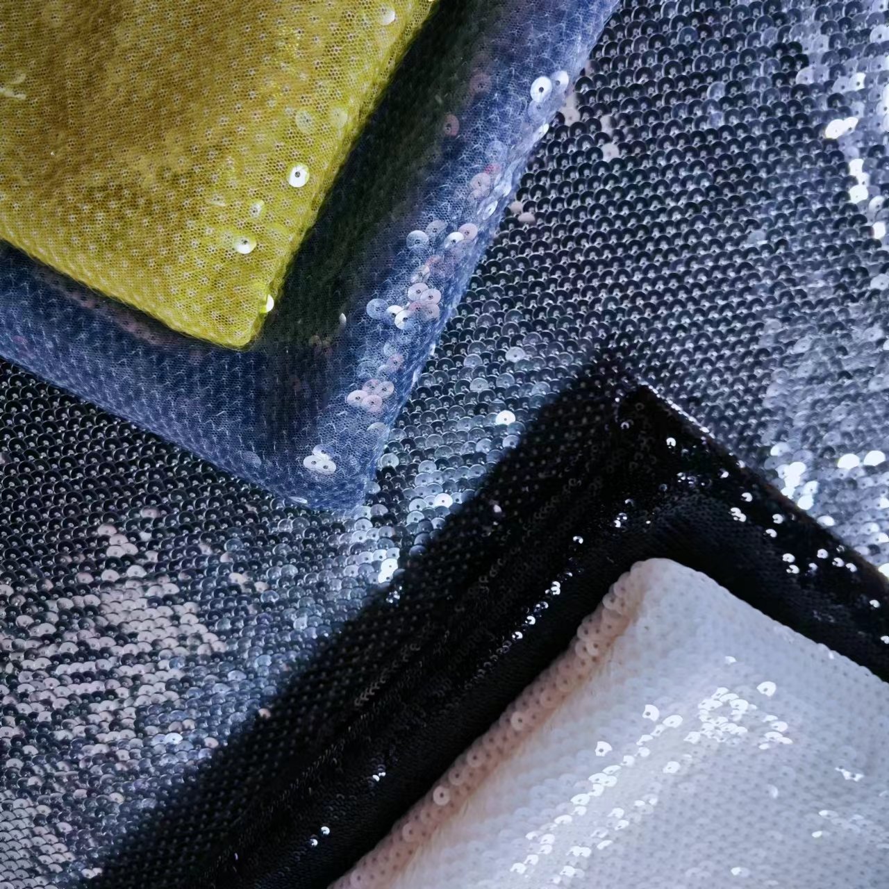 Wholesale new fashion luxury shiny stretch embroidered sequin velvet fabric for dress