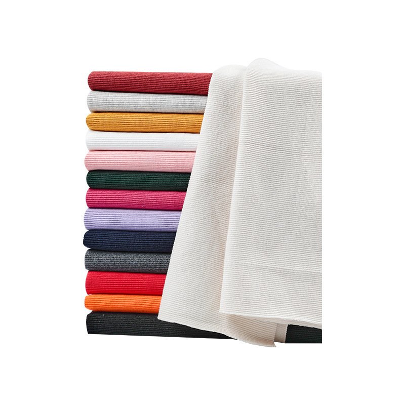 Polyester Rib Knit Fabric 95% Polyester 5% Spandex Plain Rib Collar Ribbed Fabric For Seamless Cuff Hem