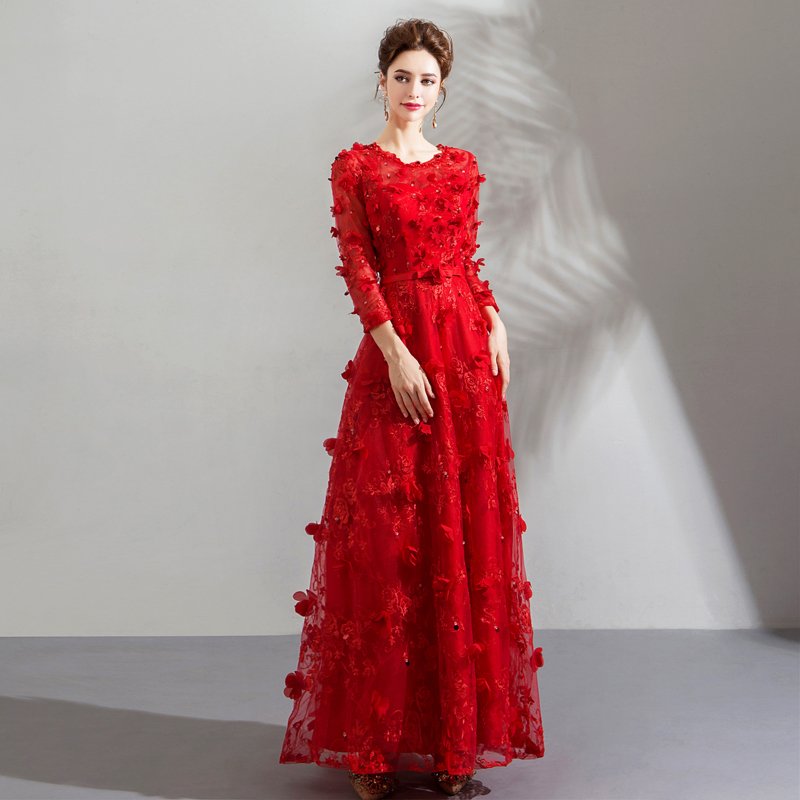 Floral Lace Evening Dresses Noble Chiffon Evening Dresses