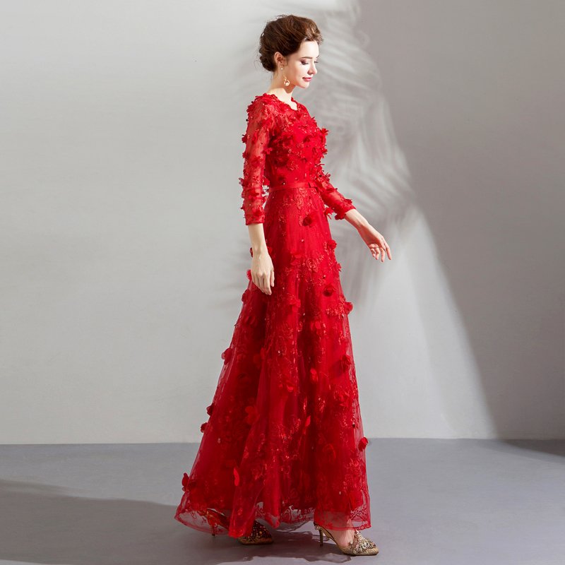 Floral Lace Evening Dresses Noble Chiffon Evening Dresses