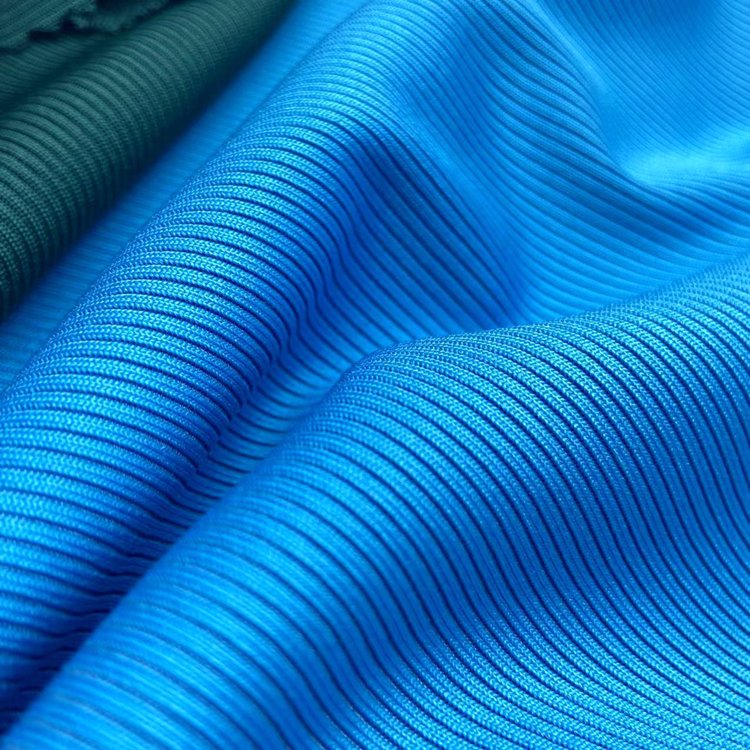 Wholesale custom solid color ribbed 95% polyester 5% spandex 310gsm knitted 2*2 rib fabric for sweater